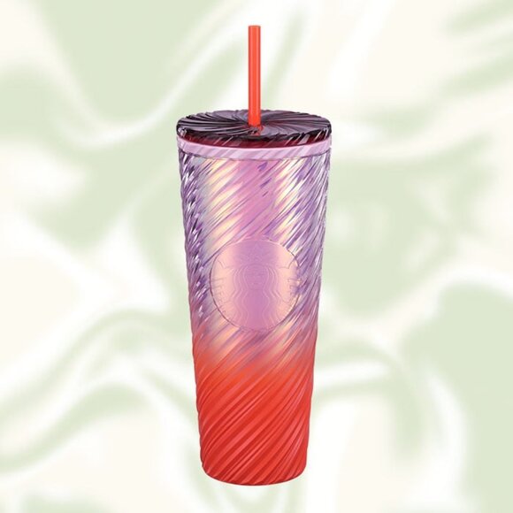 Starbucks Sunrise Swirl Cold Cup 24 oz Pearl Pink Orange Ombre Swirl NWOT - Picture 1 of 9